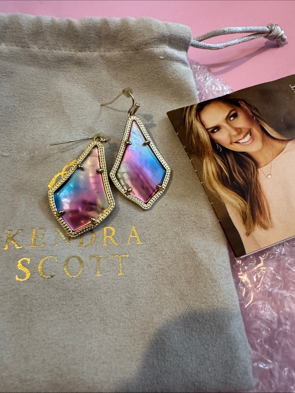 Kendra Scott Alex Iridescent Earrings - Purple Pink Blue